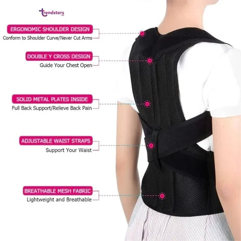 Posture Corrector Back Brace – Adjustable Shoulder & Back Support Belt